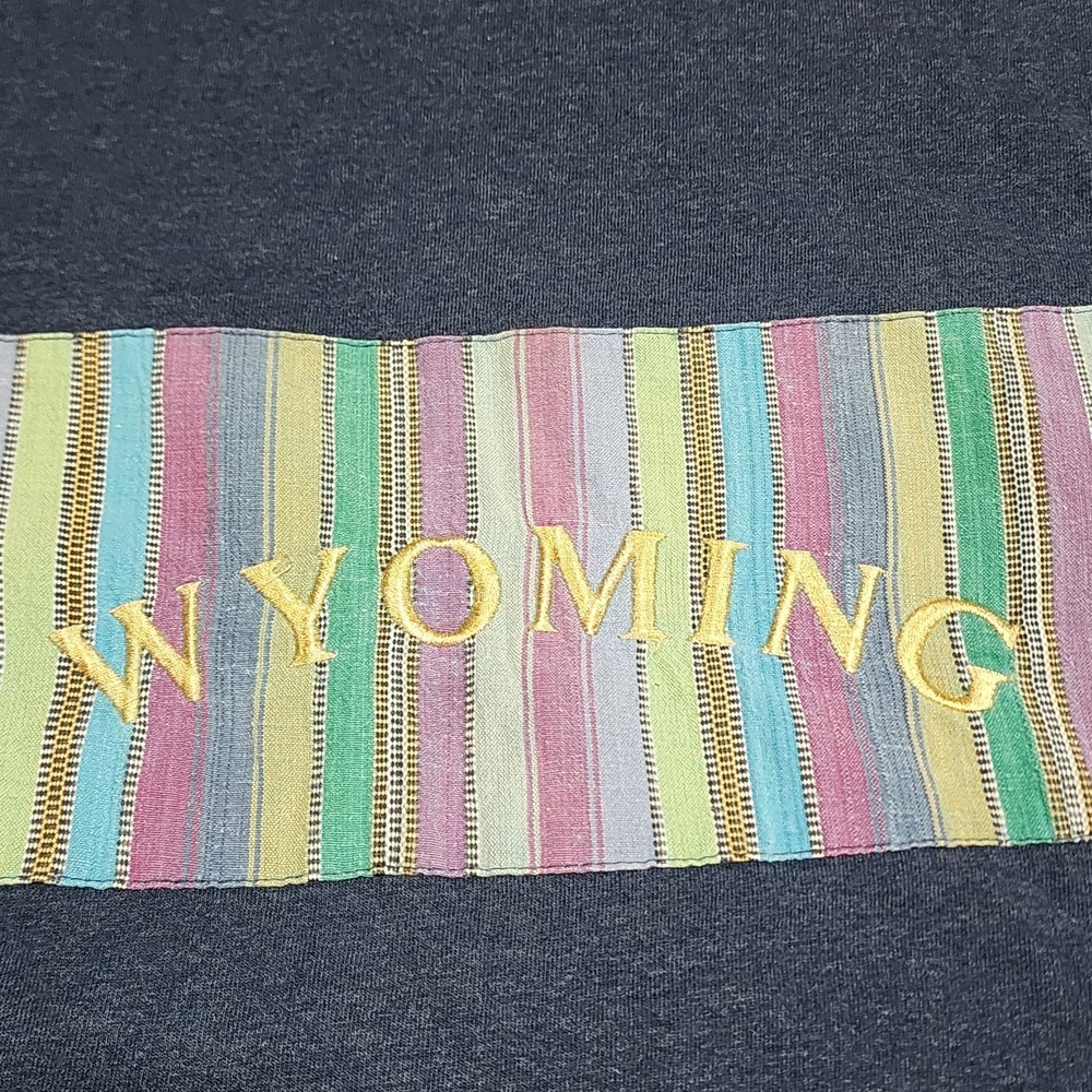 Vintage Single Stitch Wyoming USA State T Shirt Mens XL Classics Blue 90s Y2K - Picture 2 of 9